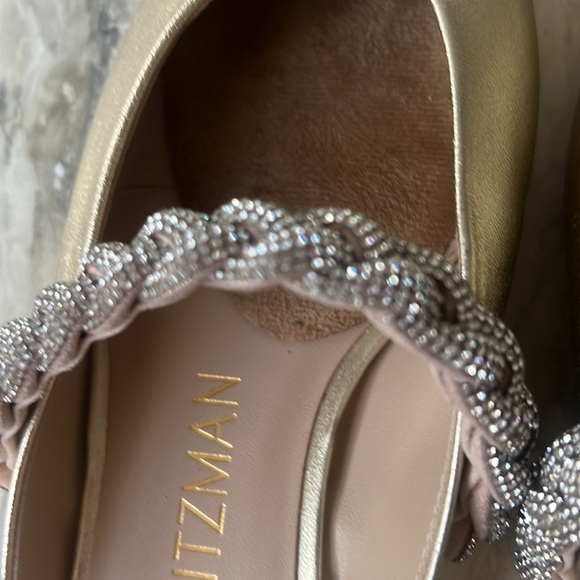 Stuart Weitzman Gold Addison braided strap flat Sandals. - Picture 3 of 3